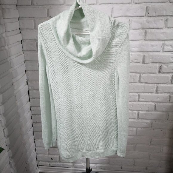 2/$30.00 - Cleo Ladies Size XS Cowl Neck Mint Green Lightweight Tunic/Sweater - Picture 1 of 8